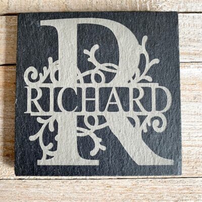 Monogram Name Slate S Coaster